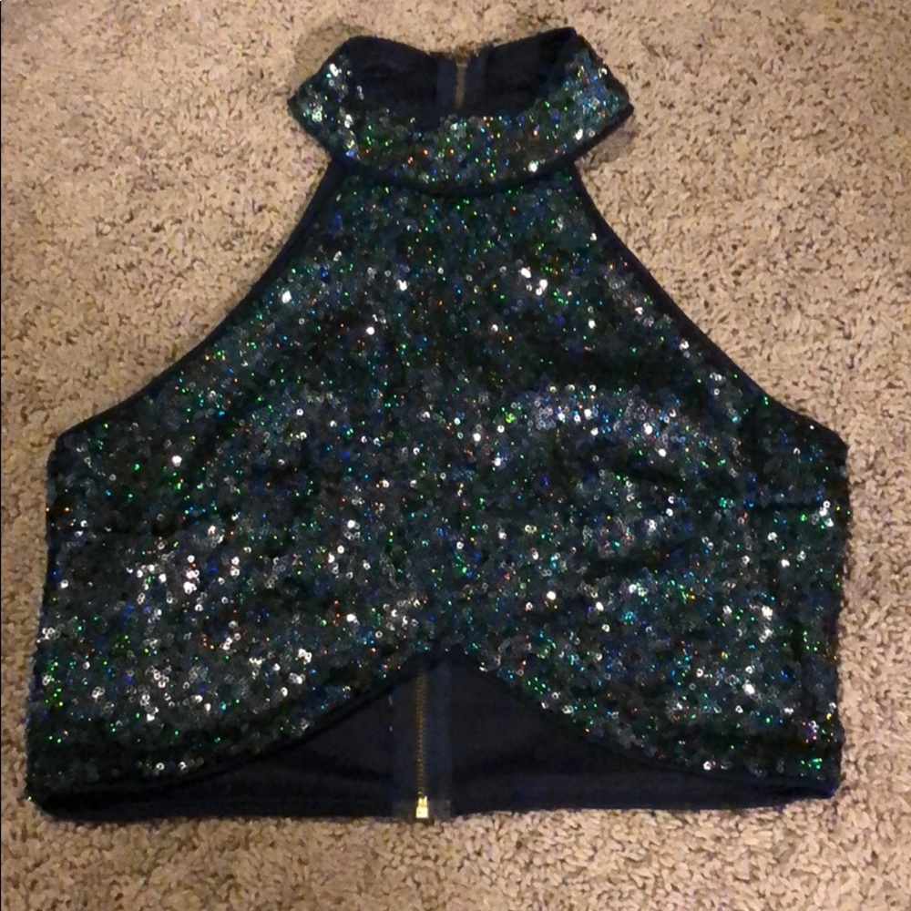crop sequin shirt
